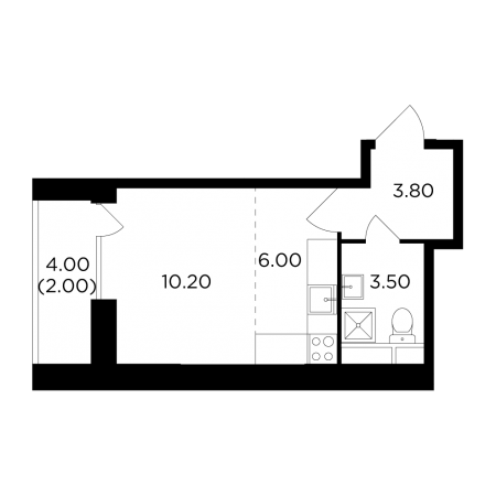 Студия 25.5 м²